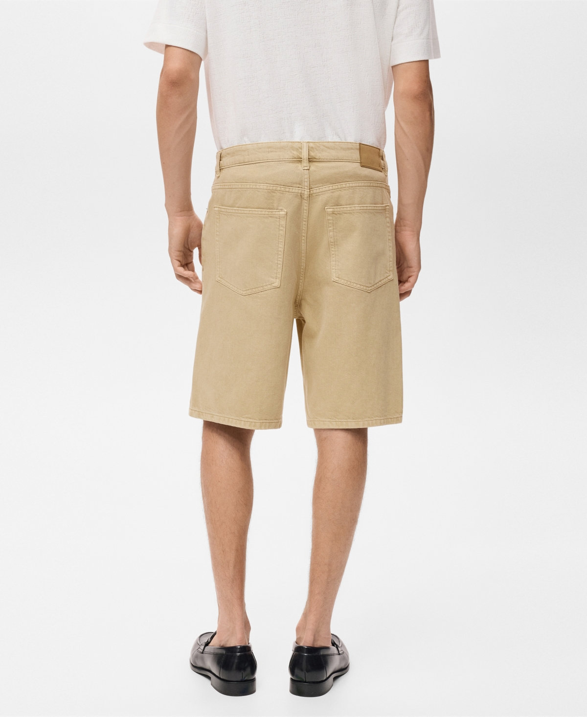 Mango Relaxed Fit Denim Bermuda Shorts In Neutral