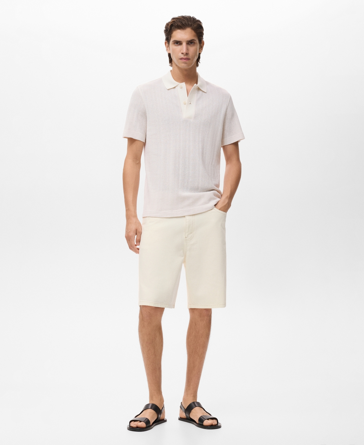 Mango Relaxed Fit Denim Bermuda Shorts In White