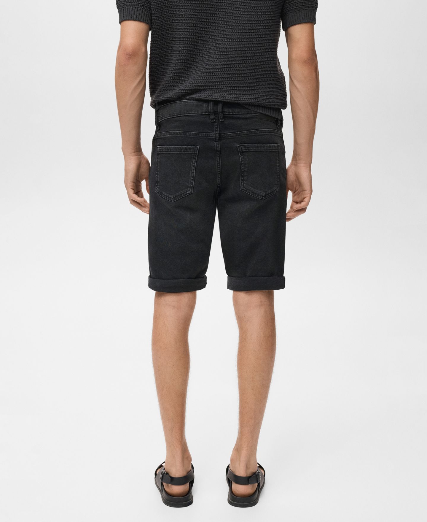 Мужские шорты MANGO Slim-Fit Denim Bermuda, цвет: Чёрный джинсовый — фото 3