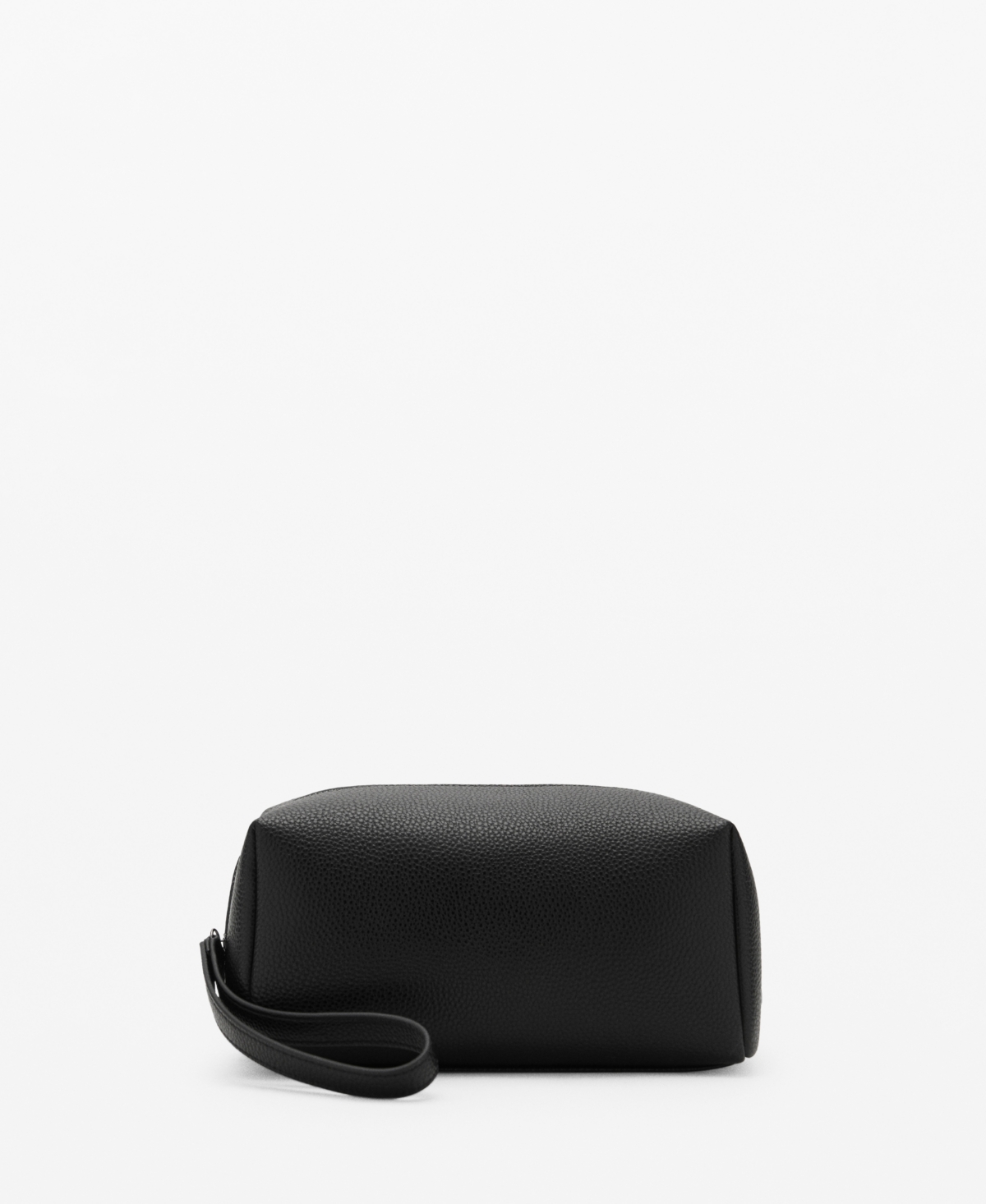 Mango Men's Contrast-strap Pebbled Cosmetic Bag In Black