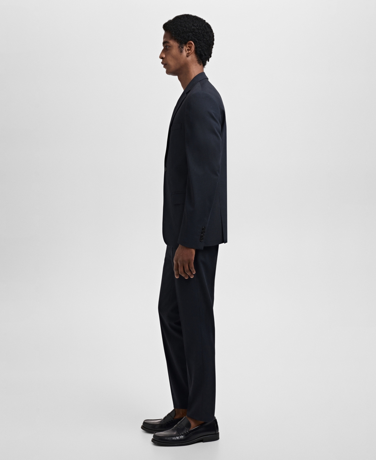 Mango Slim Fit Flat Front Pants In Blue