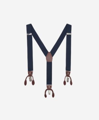 MANGO - Men's Leather Details Adjustable Elastic Suspenders