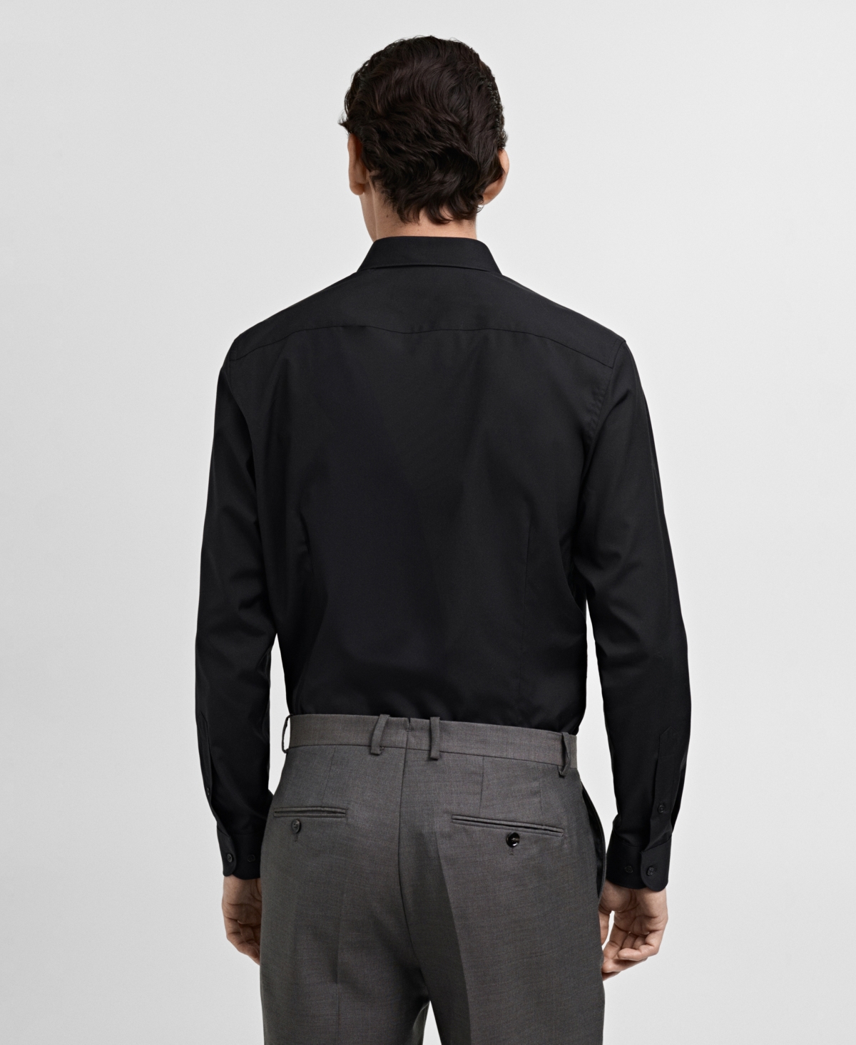 Mango Slim Fit Cotton Poplin Button-up Shirt In Black