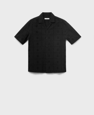 Men's Embroidered Eyelet Details Shirt