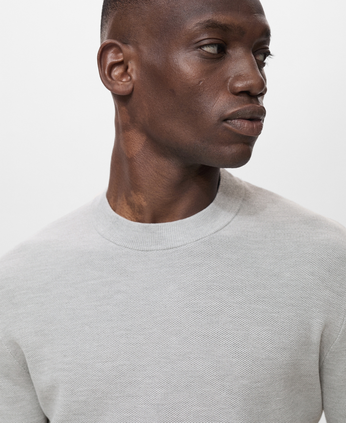 Mango Men's Microstructure Cotton Knitted Sweater In Gray