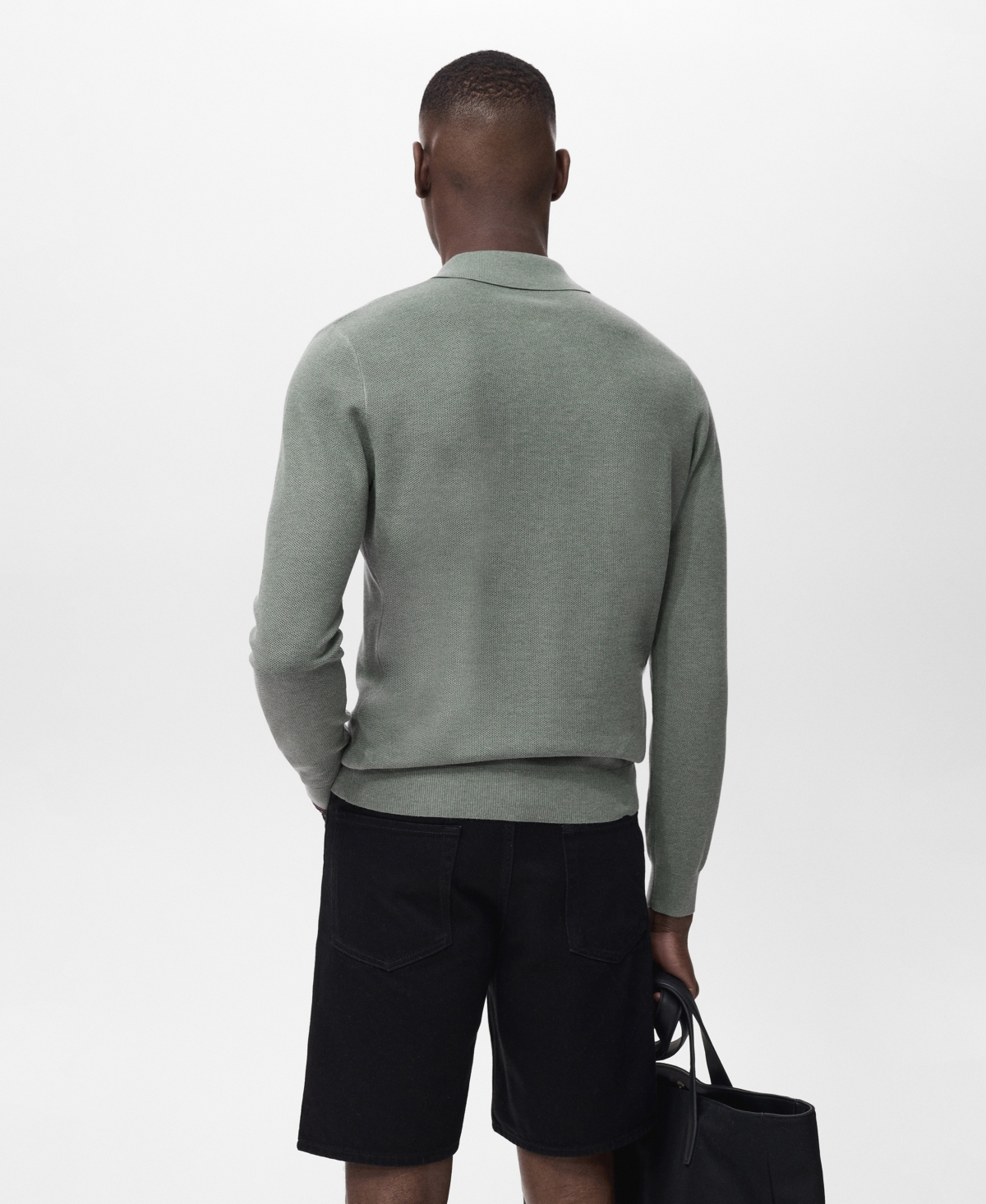 Mango Men's Micro-structured Cotton Polo Shirt In Green