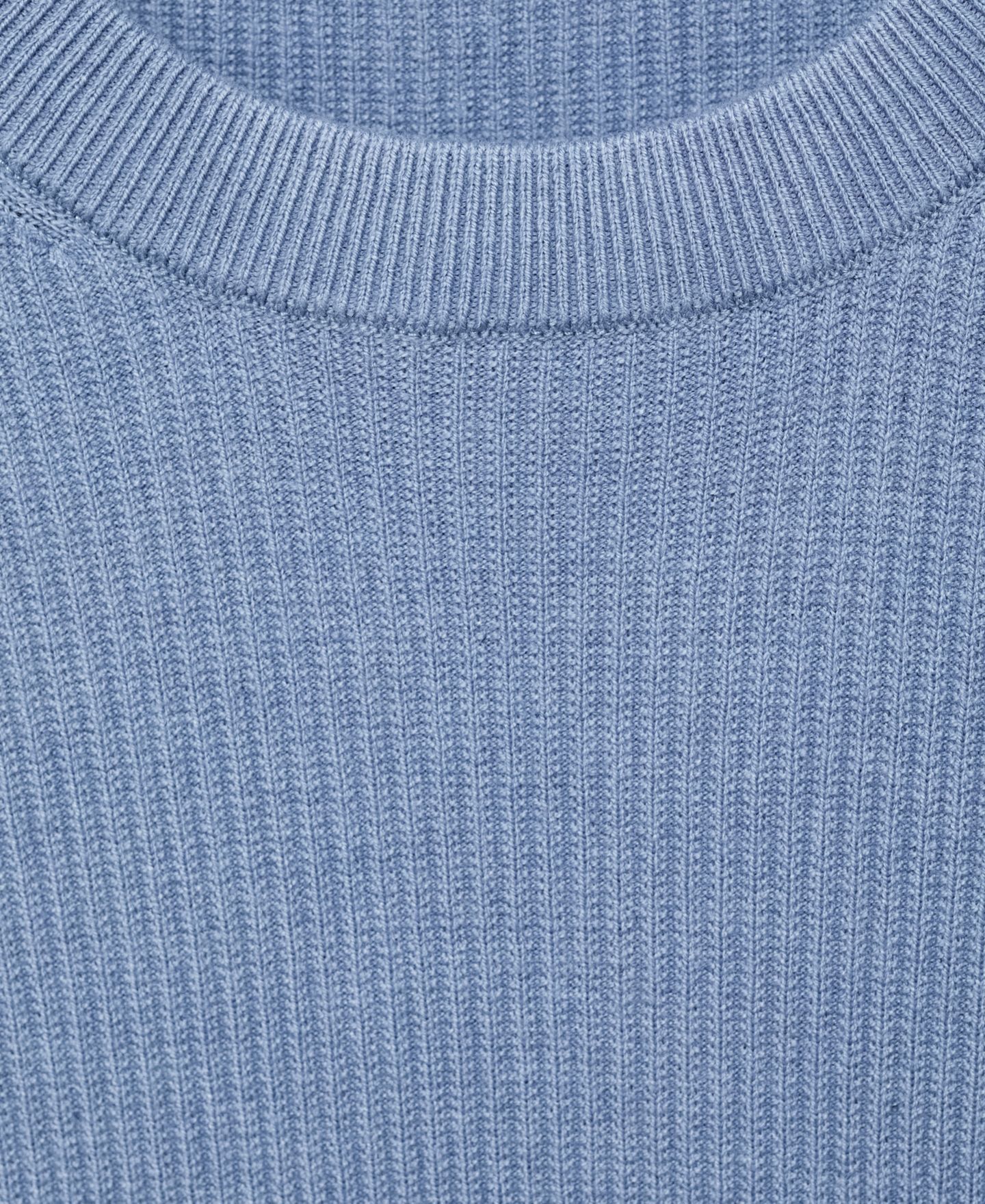 Мужской свитер MANGO Fine Rib-Knit Cotton, цвет: Синий — фото 7