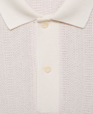 Men's Openwork Knitted Cotton Polo Shirt