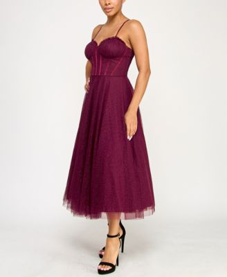 Juniors' Glitter Corset Gown