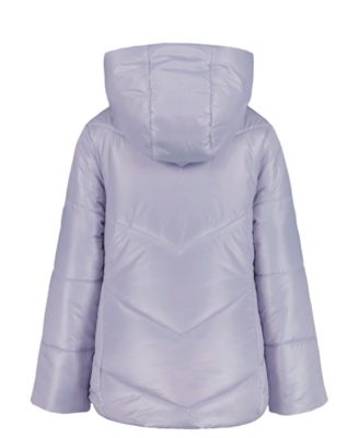 Girls' 7-16 Curved Quilt Puffer with Hood Jacket
