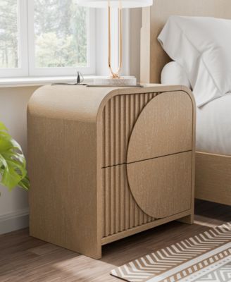 Adrienne 26.5" Solid Wood 2-Drawer Nightstand with USB Ports