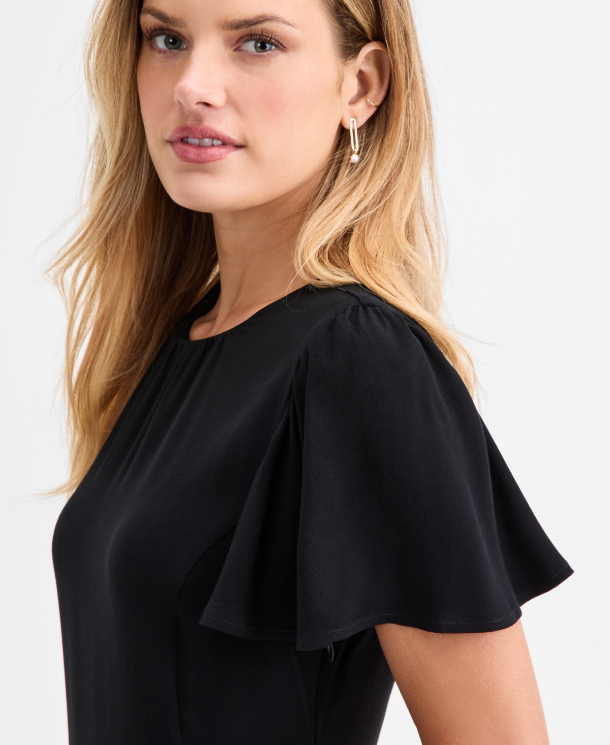 On 34th Women's Flutter-sleeve Midi Dress, Macy's Exclusive In Black
