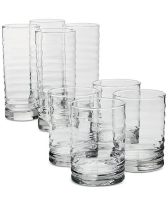 Arch Studio - Rippled Double Old-Fashioned and Highball Glasses, Set of 8