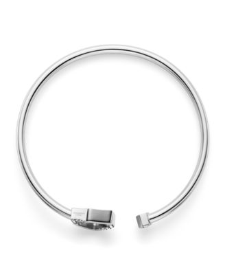 Crystal Honeycomb Silver Tone Stainless Steel Bangle Bracelet