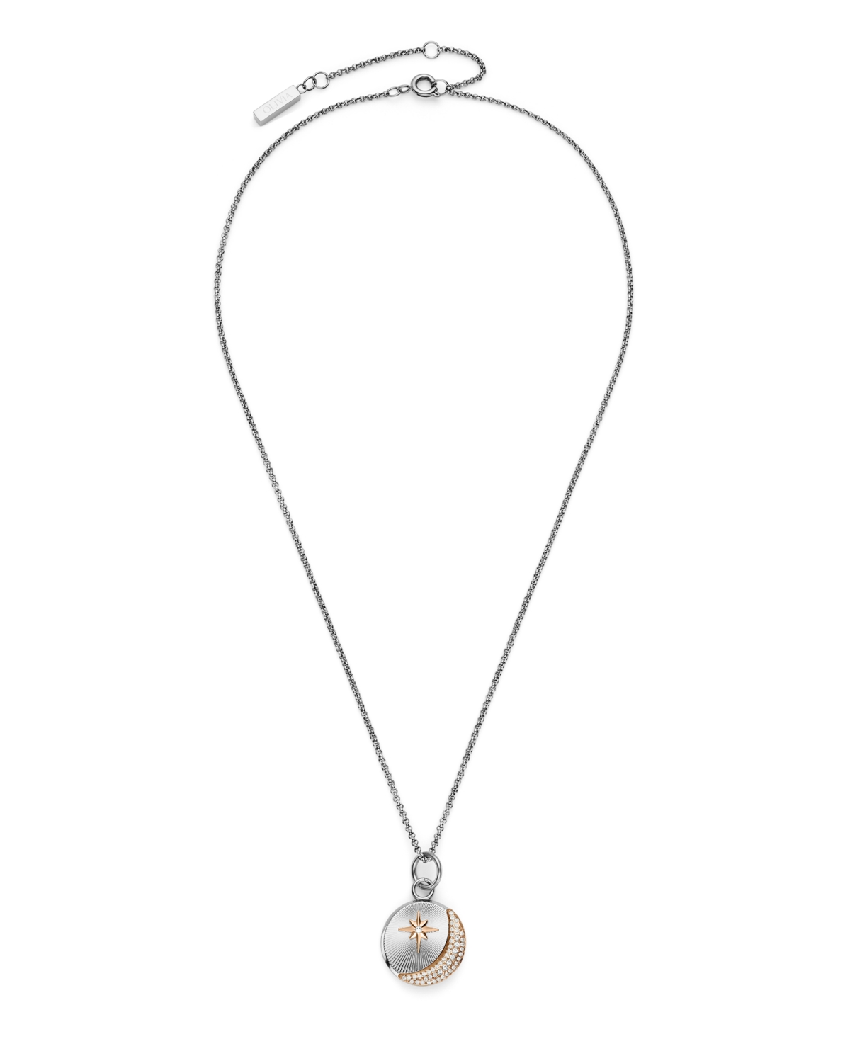Olivia Burton Celestial Star Silver Tone Stainless Steel Necklace In Silver