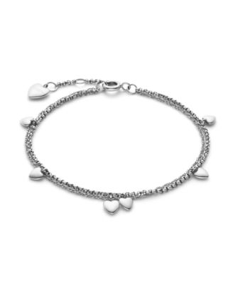 Mini Heart Silver Tone Stainless Steel Bracelet