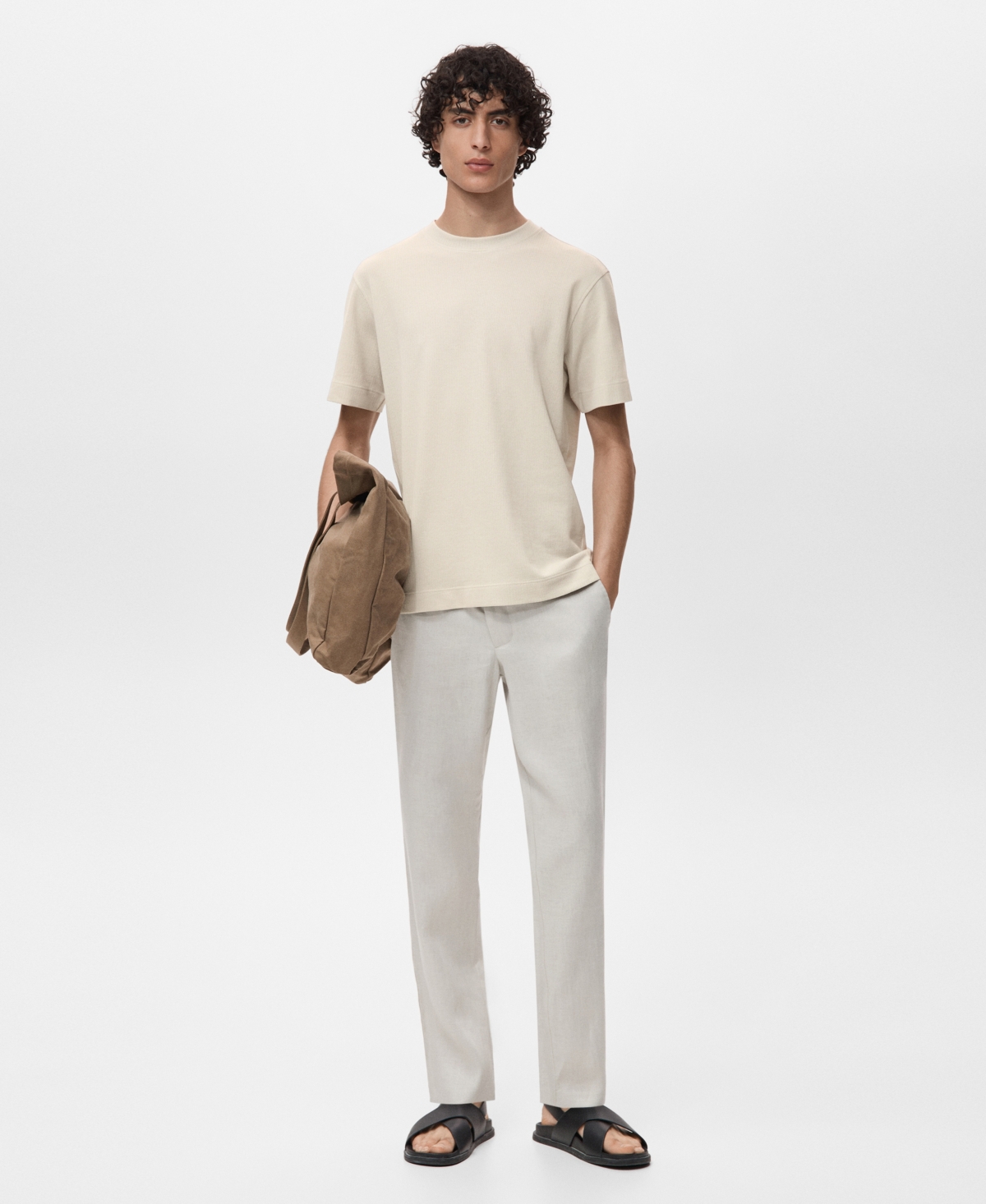 Mango Men's Cotton Fine-knit T-shirt In White