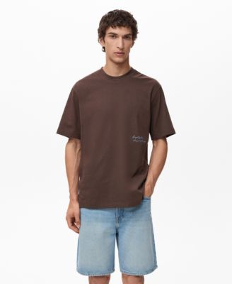 MANGO - Men'sPrintedPatchT-Shirt