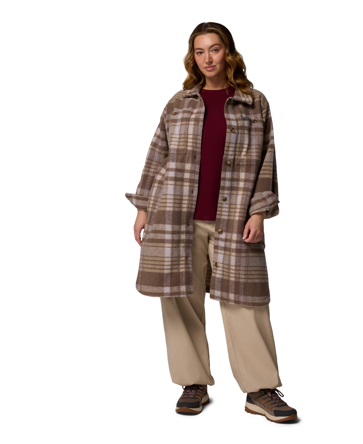 Columbia Plus Size Wildest Venture Long Fleece Coat In Neutral