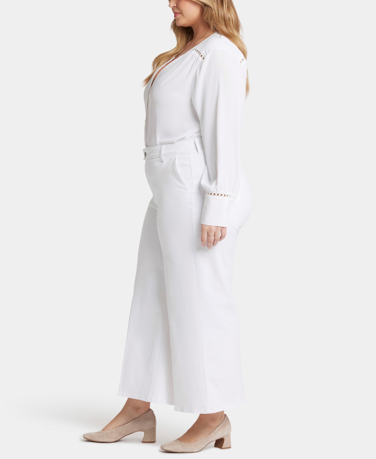 Nydj Mona High Rise Wide Leg Trouser Ankle Jeans In Boardwalk In White