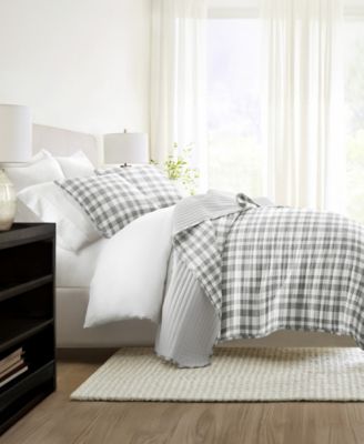 Watercolor Plaid Reversible 3-Pc. Quilt Set, Full/Queen