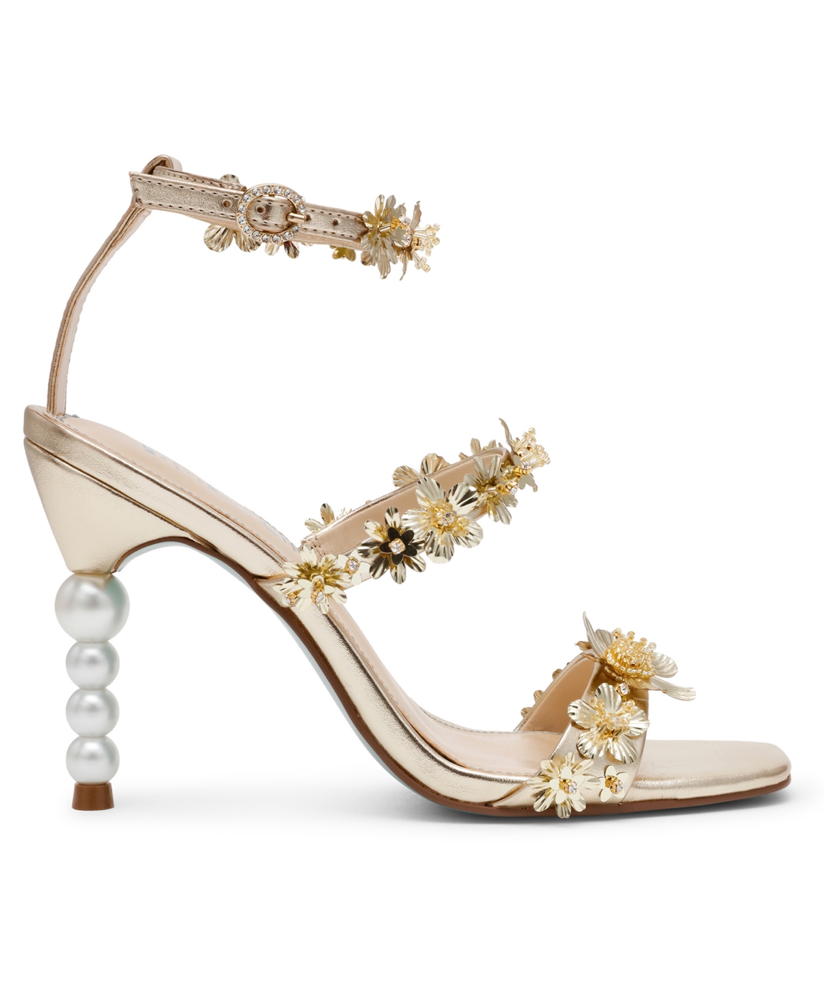 Betsey Johnson Women's Lorra Flower Sequin Dress Sandals In Gold