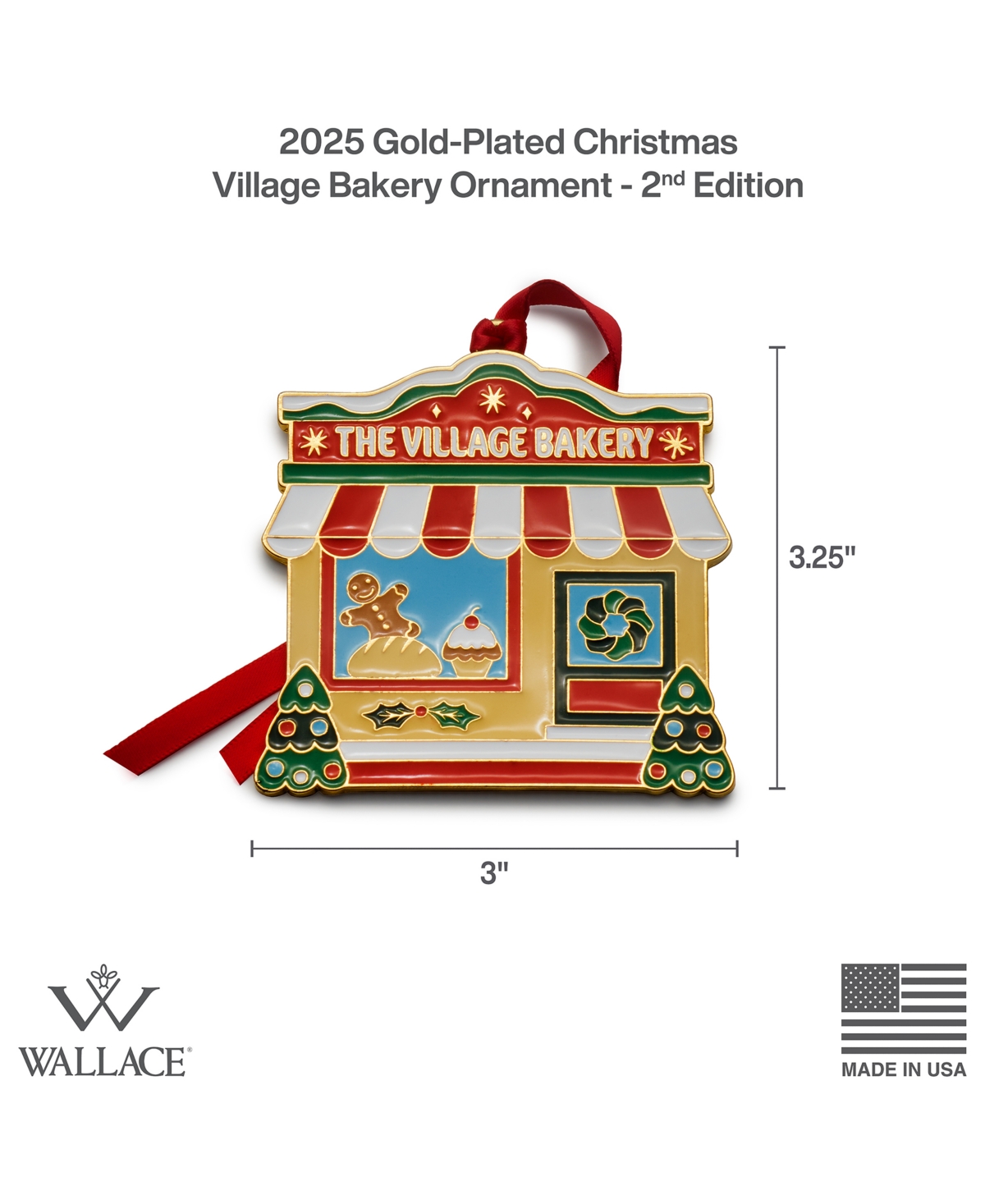 Wallace 2025 Gold-Plated Enameled Bakery Ornament, 2nd Edition