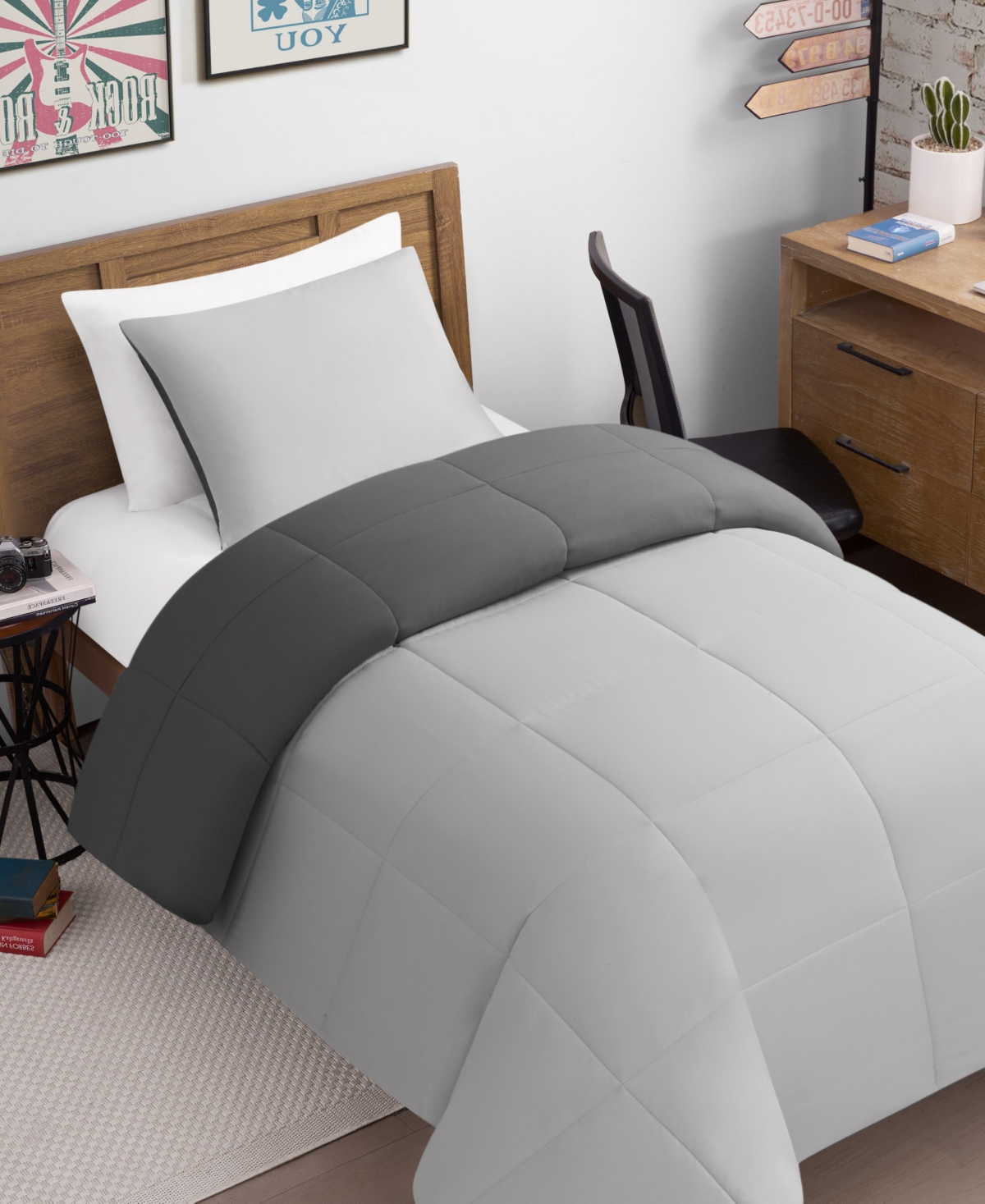Lucky Brand Box Stitch Reversible 3-pc. Comforter Set, King In Multi