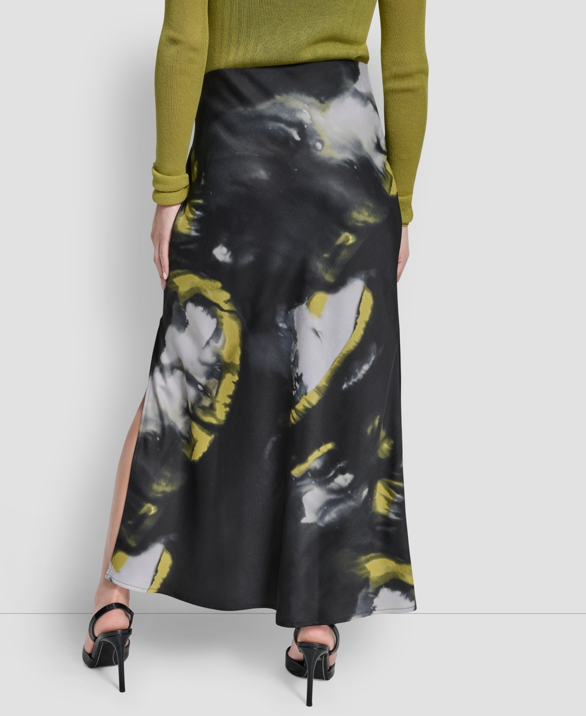 Dkny Women's Printed Maxi Bias Pull-on Skirt In Black