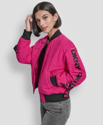Women's Collar Zip-Front Quilted Bomber Jacket