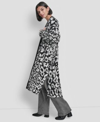 Women's Leopard Jacquard Oversized Cardigan