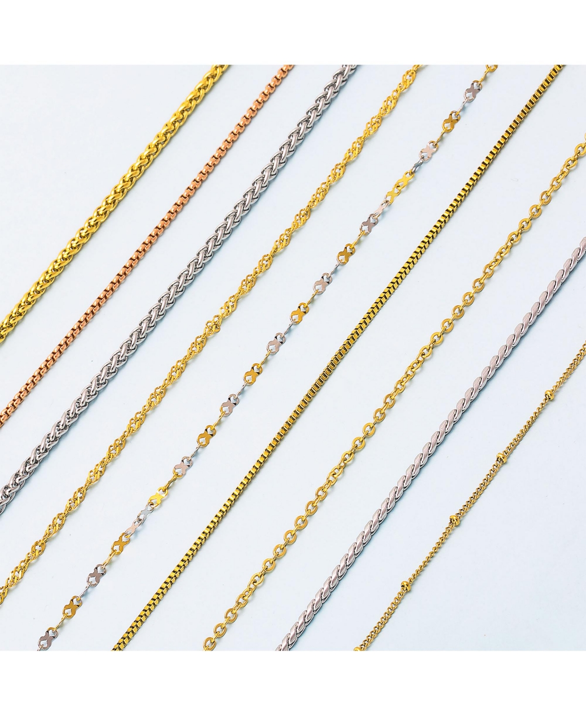 Bling Jewelry Thin Strong Simple Serpentine Chain Necklace Silver Tone Yellow Gold Plated Stainless Steel