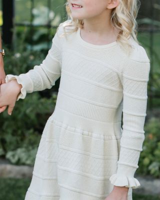 Little and Big Girls' Organic Long Sleeve Ruffle Cuff Sweater Dress