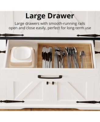 Kitchen Pantry Cabinet with Adjustable Shelves, White/Black