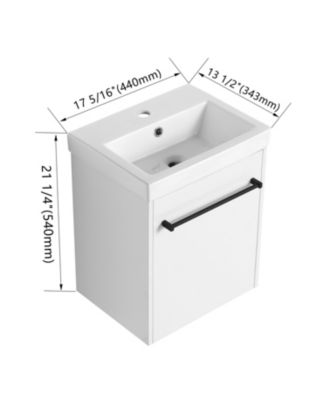 18 Inch Floating Bathroom Vanity with Ceramic Sink and Soft-Close Cabinet Door