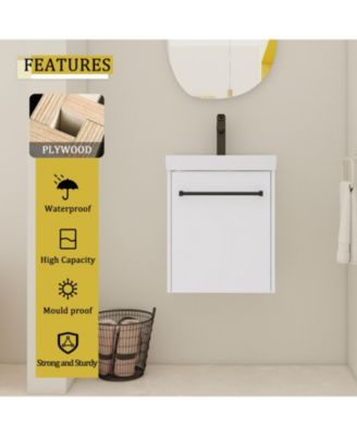 18 Inch Floating Bathroom Vanity with Ceramic Sink and Soft-Close Cabinet Door