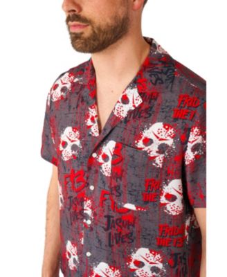 Men's Official Friday the 13th Hawaii Shirt - Halloween Themed Party Shirt - Short Sleeve - Black