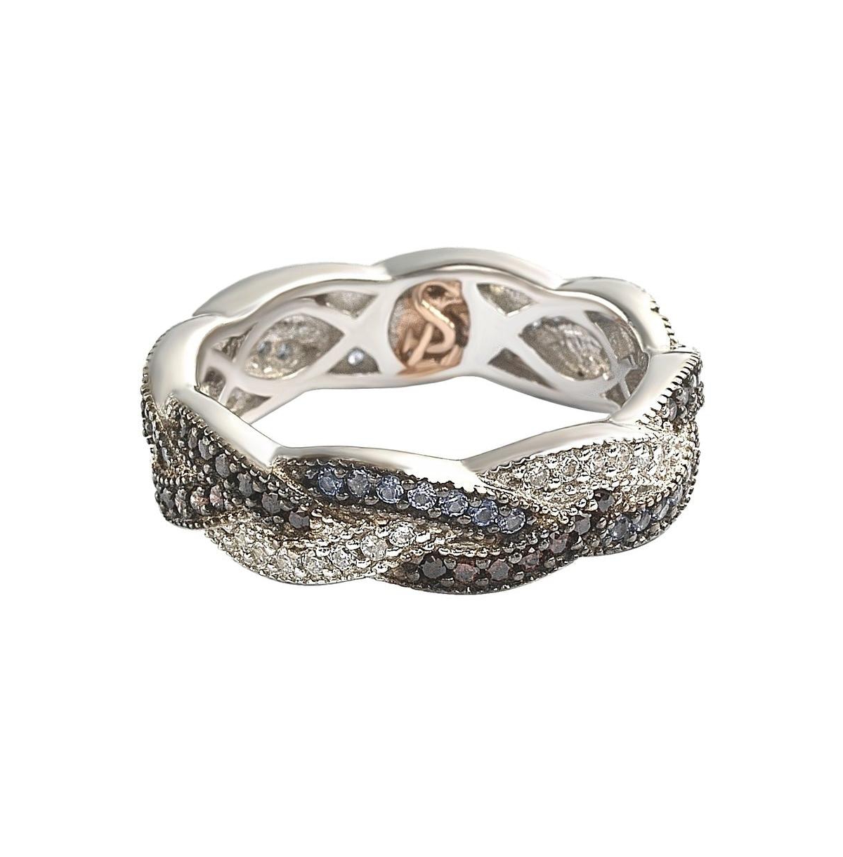 Suzy Levian Sterling Silver Cubic Zirconia Crossover Eternity Band
