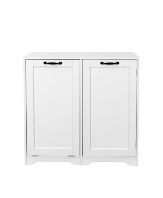 Laundry Cabinet with Doors, Tilt-Out Hamper, and Adjustable Shelf