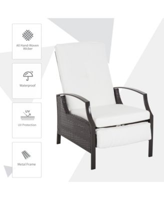 Outdoor Recliner Chair, Cushioned, &