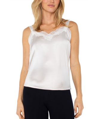 Women's Lace Trim Satin Tank Top