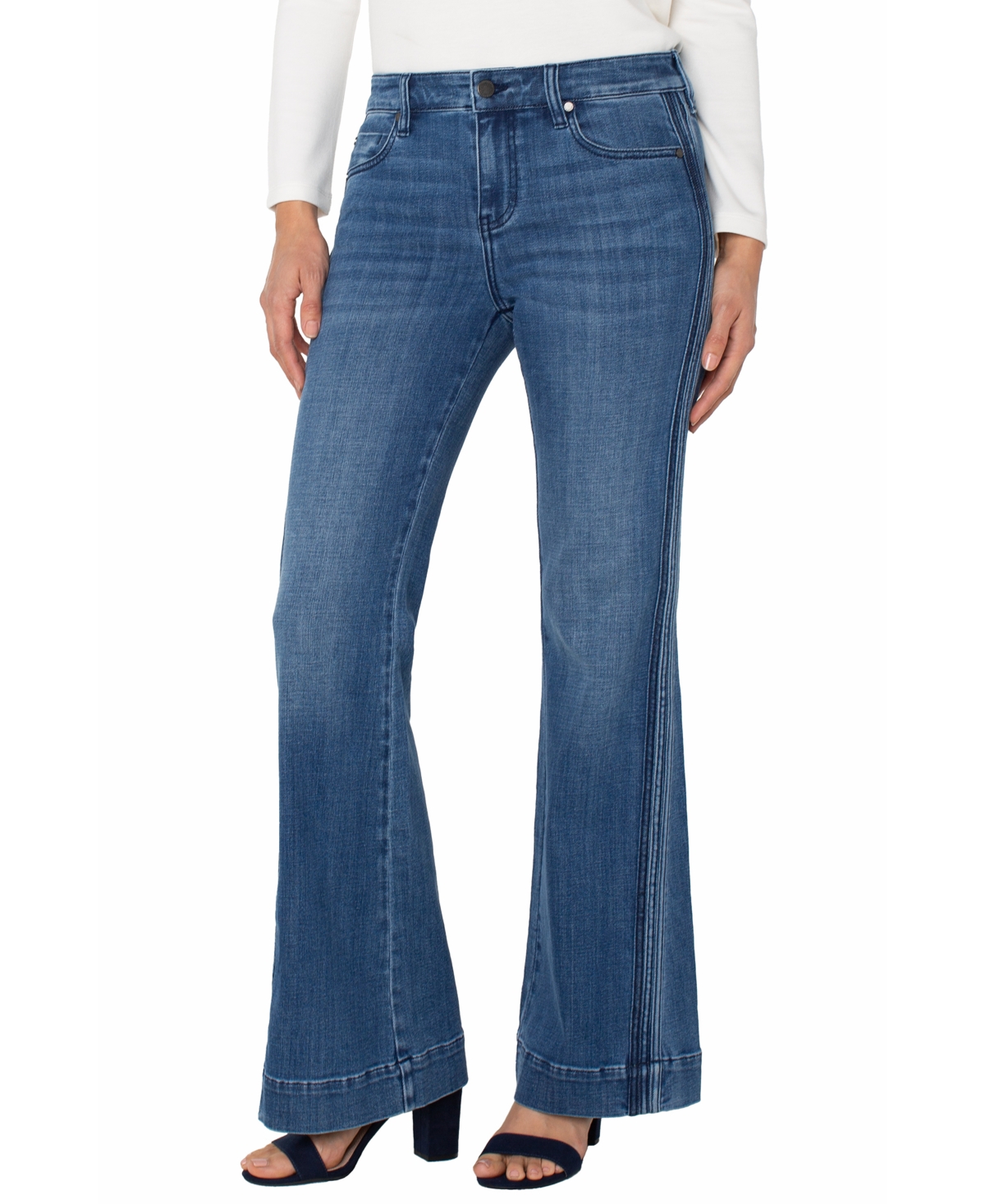Liverpool Los Angeles Women's Hannah Flare Self Trim Jeans In Blue