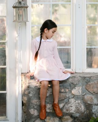 Little and Big Girls' Organic Peter Pan Collar Button Front Sweater Dress