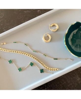 Malachite Bar Chain Bracelet 14K Gold