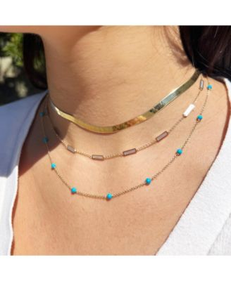Mother of Pearl Bar Chain Necklace 14K Gold