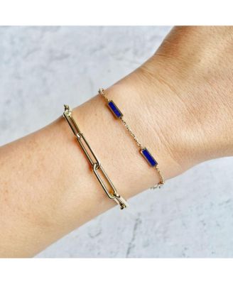 Lapis Bar Chain Bracelet 14K Gold