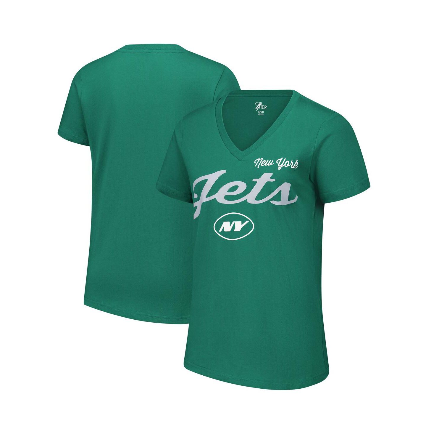 Женская футболка G-III 4Her by Carl Banks Green New York Jets Post Season V-Neck — фото 1