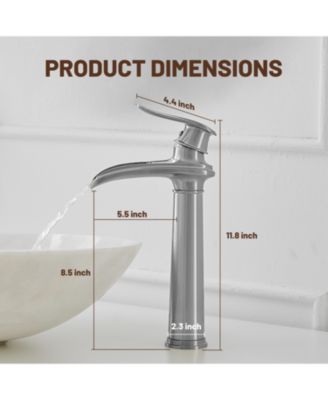 Waterfall Single Hole Single Handle Bathroom Vessel Sink Faucet with Pop-Up Drain Assembly