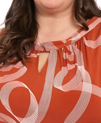 Plus Size Halter Keyhole Printed Maxi Dress