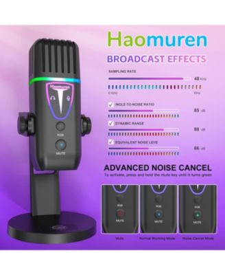 Microphone for iPhone,Noise Cancel USB Microphone for PC Computer Type C Phone,Touch Mute RGB Volume Echo Control Mic for ASMR Recording Streaming PS4/5 Discord Twitch Gaming Podcast YouTube